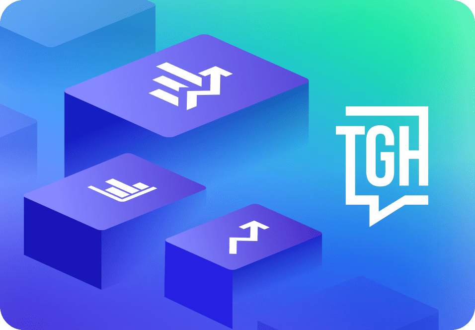 TradeGATEHub bonus promotion illustration with gradient shapes and branding